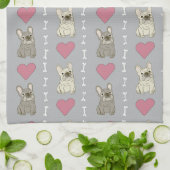 Linge De Cuisine Chiens mignons, Frenchie, cœurs et os (Plié)