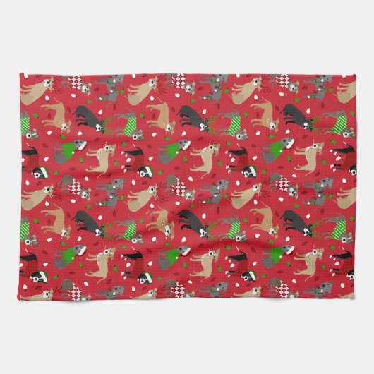 Linge De Cuisine Chiens Pitbull de Noël (Horizontal)