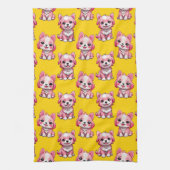 Linge De Cuisine Chiens roses mignons - Jaune  (Vertical)