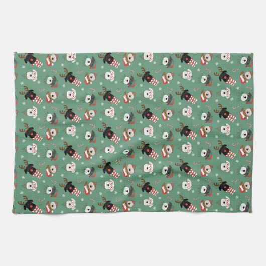 Linge De Cuisine Chiens Schnauzer de Noël (Horizontal)