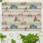 Linge De Cuisine Chiens se déplaçant dans les véhicules Motif (Plié)