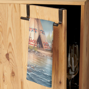 Linge De Cuisine Chiffre traditionnel indien Teepee Nature Scène Di