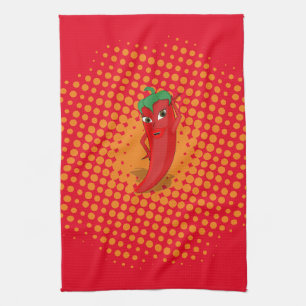 Linge De Cuisine Chiffres rouges Hot Pepper Diva Orange
