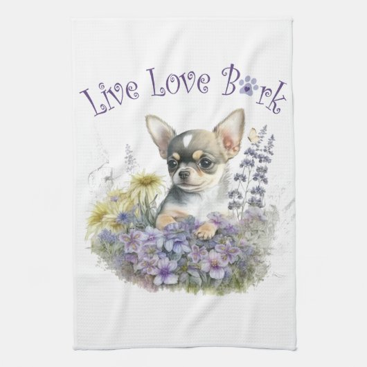 Linge De Cuisine Chihuahua Chien Maman Florale (Vertical)