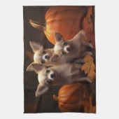Linge De Cuisine Chihuahua Chiot Automne Citrouille de plaisir (Vertical)