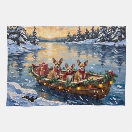 Linge De Cuisine Chihuahua Christmas Boat Holiday (Horizontal)