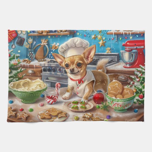 Linge De Cuisine Chihuahua Gîtes de vacances : Noël festif (Horizontal)