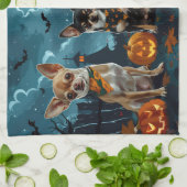 Linge De Cuisine Chihuahua Halloween Éffrayant (Plié)
