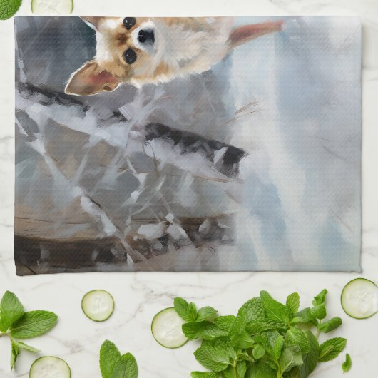 Linge De Cuisine Chihuahua Laisser neiger Noël (Plié)