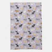 Linge De Cuisine Chihuahua Os et pattes violet (Vertical)