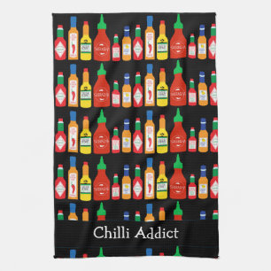 Linge De Cuisine Chili Addict Chili Bouteilles Patternes