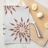 Linge De Cuisine Chili Peppers Mandala Botanique Custom (Quart Plié)