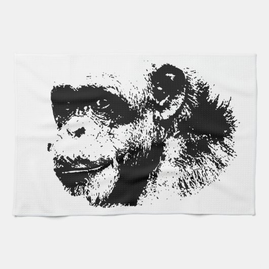 Linge De Cuisine Chimpanzé noir et blanc (Horizontal)