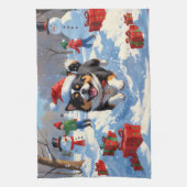 Linge De Cuisine Chin japonais coule dans la neige avec Casquette d (Vertical)