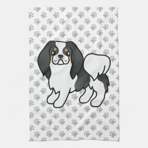 Linge De Cuisine Chin japonais tricolore Dessin animé Chien et patt