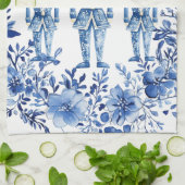 Linge De Cuisine Chinoiserie Bleu Blanc Floral Noisette Noël (Plié)