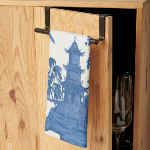 Linge De Cuisine Chinoiserie bleue et blanche