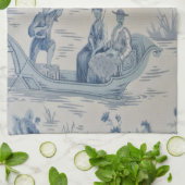 Linge De Cuisine Chinoiserie bleue et blanche (Plié)