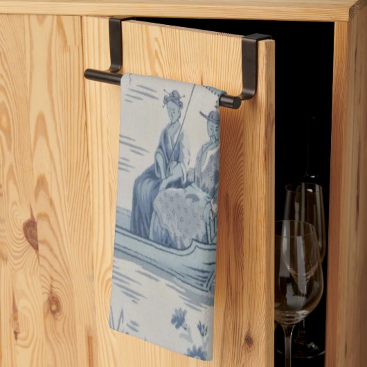 Linge De Cuisine Chinoiserie bleue et blanche (Pliage en tiers)