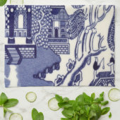 Linge De Cuisine Chinoiserie bleue et blanche (Plié)