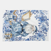 Linge De Cuisine Chinoiserie Blue White Floral Christmas Santa (Horizontal)