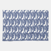 Linge De Cuisine Chinoiserie de Pâques Bleu Blanc Lapin Lapin Motif (Horizontal)