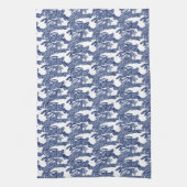 Linge De Cuisine Chinoiserie de Pâques Bleu Blanc Lapin Lapin Motif (Vertical)