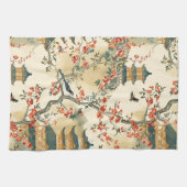 Linge De Cuisine Chinoiserie Élégante - Pagodes, Fleurs et Oiseaux (Horizontal)