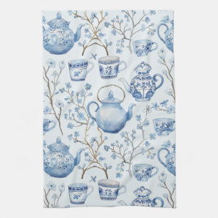 Linge De Cuisine Chinoiserie Fête de Mariage Fleurie Bleue