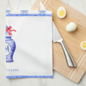 Linge De Cuisine Chinoiserie Ginger Jar Monogramme | Bow rouge (Quart Plié)