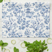 Linge De Cuisine Chinoiserie Grue Bleue (Plié)