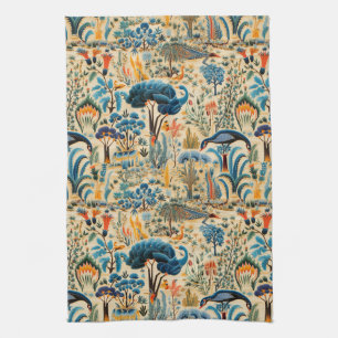 Linge De Cuisine Chinoiserie Oiseaux Exotiques Motif Botanique (6)