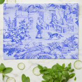 Linge De Cuisine Chinoiserie Toile Blanc Bleu Français Style Rustiq (Plié)