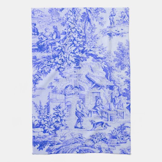 Linge De Cuisine Chinoiserie Toile Blanc Bleu Français Style Rustiq (Vertical)