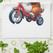 Linge De Cuisine chiot à vélo mangeant une pizza (Plié)