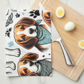 Linge De Cuisine Chiot Beagle vintage sans couture (Quart Plié)