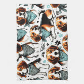 Linge De Cuisine Chiot Beagle vintage sans couture (Vertical)