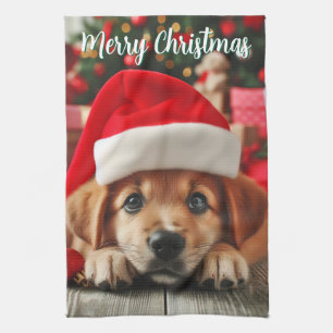 Linge De Cuisine Chiot d'assistance de père Noël