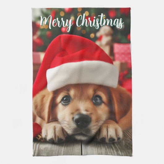 Linge De Cuisine Chiot d'assistance de père Noël (Vertical)