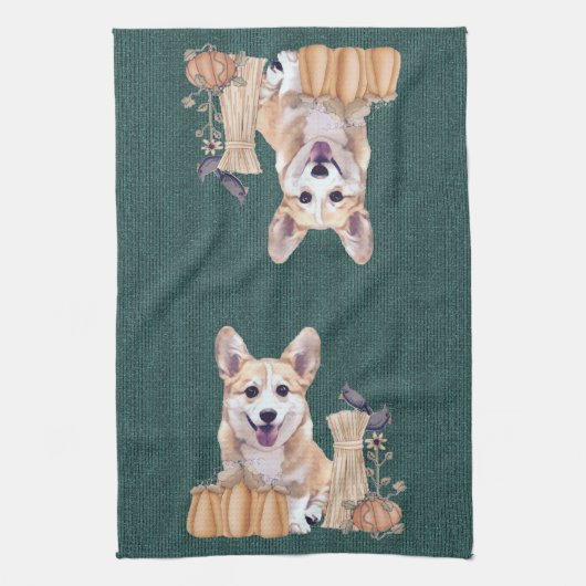 Linge De Cuisine Chiot de corgi de Gallois en automne (Vertical)