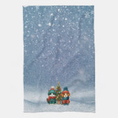 Linge De Cuisine Chiot et chaton de Noël mignons (Vertical)