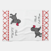 Linge De Cuisine Chiot noir de laboratoire et coeur rouge (Horizontal)