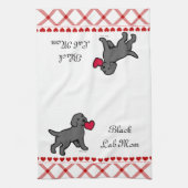 Linge De Cuisine Chiot noir de laboratoire et coeur rouge (Vertical)