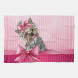 Linge De Cuisine Chiot rose de princesse Yorkie de Yorkshire