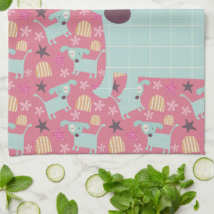 Linge De Cuisine Chiots, étoiles et fleurs