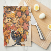 Linge De Cuisine Chiots Teckel Automne (Quart Plié)