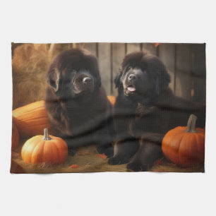 Linge De Cuisine Chiots Terre-Neuve Délice d'Automne Citrouille