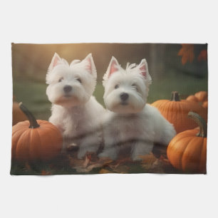 Linge De Cuisine Chiots Terrier West Highland White Pumpkin d'Autom