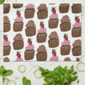 Linge De Cuisine Chocolat Cupcakes Motif d'aquarelle (Plié)