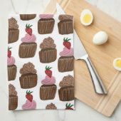 Linge De Cuisine Chocolat Cupcakes Motif d'aquarelle (Quart Plié)